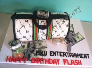 Gucci Purse and Money Sculpted cake